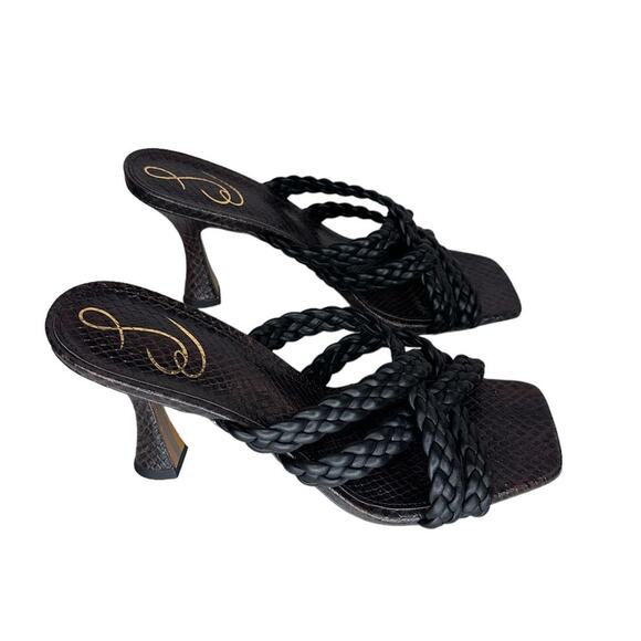 Sam Edelman Marjorie Leather Python Braided Square Toe Kitten Heels Size 8.5 - Picture 2 of 10